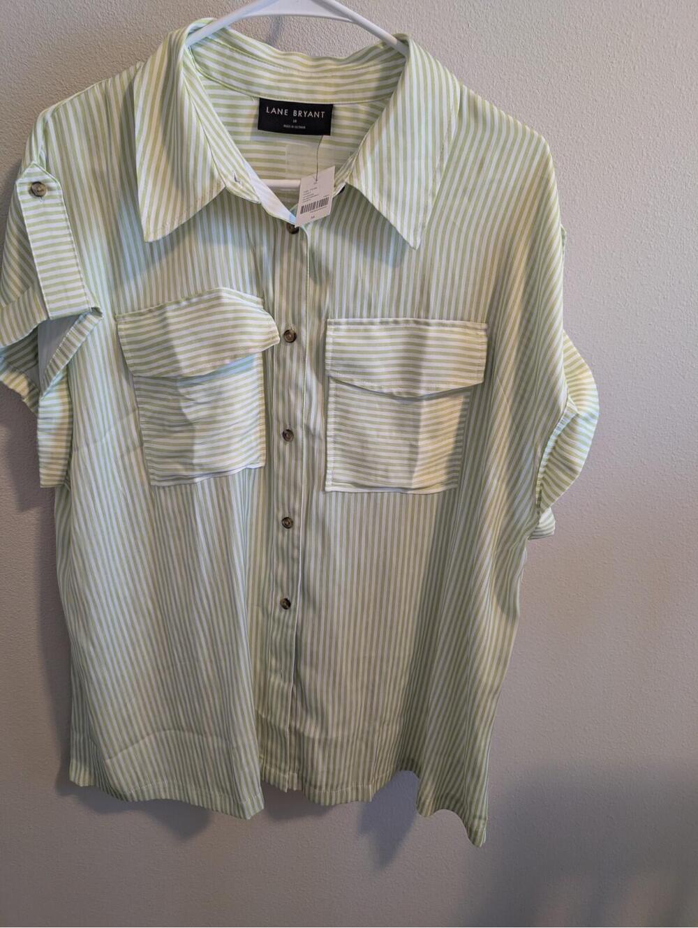 Lane Bryant Women's Striped Short Sleeve Size 16 New with Tags Office Career Top